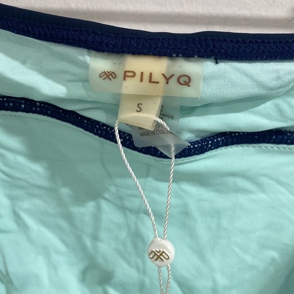 PilyQ Aquamarine Color Block Banded Teeny Bottom AQU-285T Small / Aqua - Picture 5 of 9